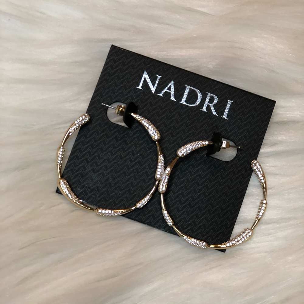 Nadri gold jeweled hoops